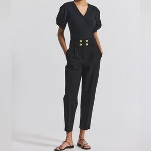 10 Crosby Derek Lam dark navy High-Rise Trousers with Gold Buttons